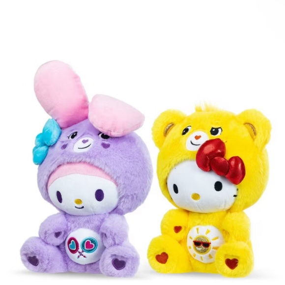 Care Bears x Hello Kitty Plush 2 Pack - Hello Kitty as Funshine Bear & My Melody - Picture 11 of 11